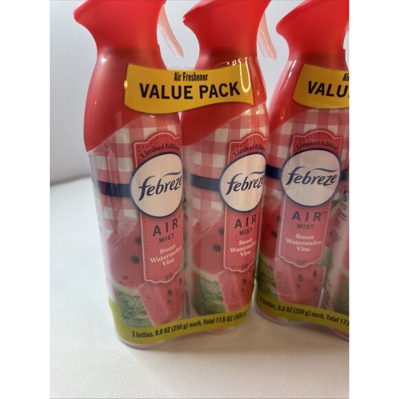 Febreze Air Freshener Lot 8 Total Spray Sweet Watermelon Vine Scent, 8.8oz - Picture 3 of 4